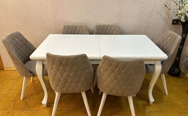 stul stol: Для гостиной, Б/у, Прямоугольный стол, 6 стульев