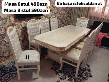 Divan və masa dəstləri: Qonaq otağı üçün, Yeni, 6 stul, Azərbaycan