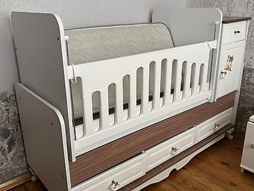 Beşiklər: Uşaq beşiyi – çevik kombi model - Rəng və material: ağ və qəhvəyi — 4