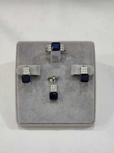 Серебряные наборы украшений: Серебряный Набор с камнями Сапфир Серебро 925 пробы Размеры имеются — 2