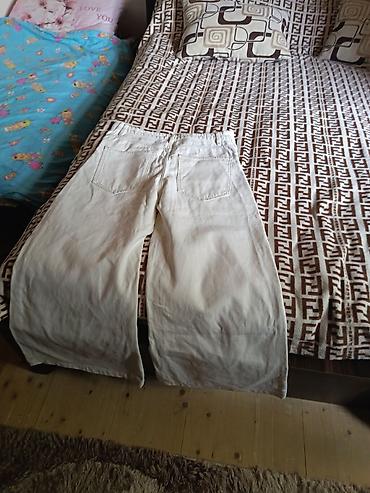 trapes şalvar cins: Ağ rəngli geniş kəsimli cins şalvar - Model: Super Wide Leg (etiketdə — 1