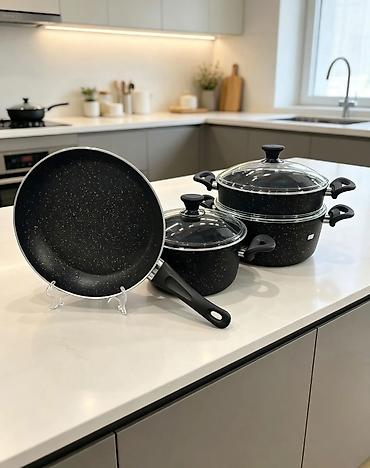 soba mətbəx: ♦️DORA 7 PCS GRANİT SET ♦️Qazan ölçüləri 24-28 sm ♦️Karnıyarık 28 sm — 1