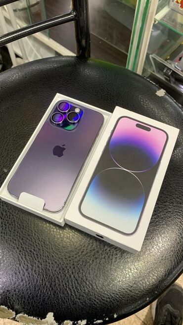 Apple iPhone: IPhone 14 Pro, Б/у, 256 ГБ, Deep Purple, Защитное стекло, Чехол, Коробка, 86 %