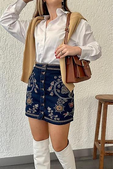 jeans: Mini Ətək, Stradivarius, Cins, S, XS — 1