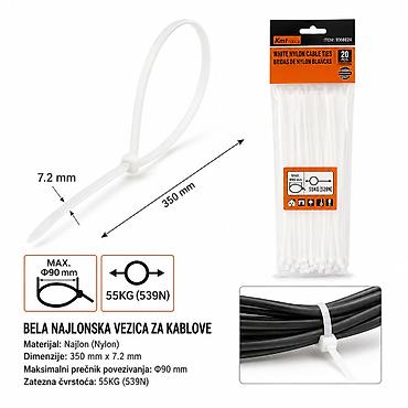 KMT Kablovska vezica beli 9368024 Bela najlonska vezica za kablove