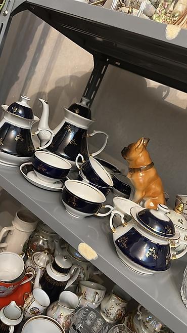 sapacki sekilleri: Çay dəsti, rəng - Göy, Farfor — 1