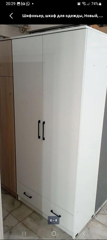 Шифоньеры, шкафы для одежды: Двухдверный шкаф для одежды из ЛДСП. - Цвет: белый/светлый (матовый) — 2