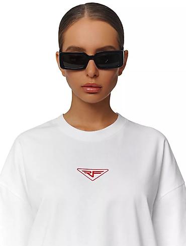 оверсайз футболка: Белая oversize футболка унисекс с принтом. - Свободный крой — 6