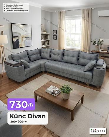 Ev və bağ: Künc Divan – 300×200 sm - Mexanizm: Açılan, bazalı (yataq funksiyası — 1
