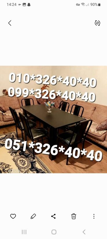 Masa və oturacaq dəstləri: Qonaq otağı üçün, Yeni, Açılmayan, Dördbucaq masa, 4 stul -da lalafo.az — 6 Masa və oturacaq dəstləri: Qonaq otağı üçün, Yeni, Açılmayan, Dördbucaq masa, 4 stul — 6