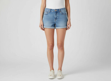 szerokie krótkie spodenki jeansowe: Denim, Szorty damskie, rozmiar XS