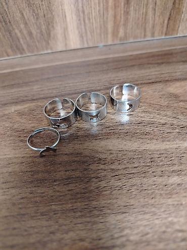 xari bulbul sirga: Gümüş rəngli üzüklər dəsti - Material: metal alaşım, parlaq gümüş ton — 2