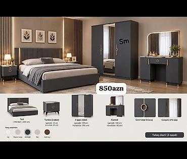 Yataq dəsti – 3 qapılı (850 AZN) Modern dizaynlı komplekt: - Taxt