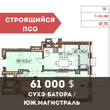 жилье: 1 комната, 47 м², Элитка, 14 этаж