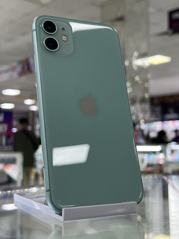 Apple iPhone: IPhone 11, Б/у, 128 ГБ, Зеленый, Защитное стекло, Чехол, Кабель, 78 %