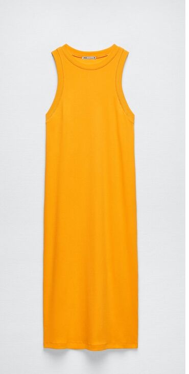 велюровое платье миди: Zara M (EU 38), цвет - Оранжевый, Свободный крой