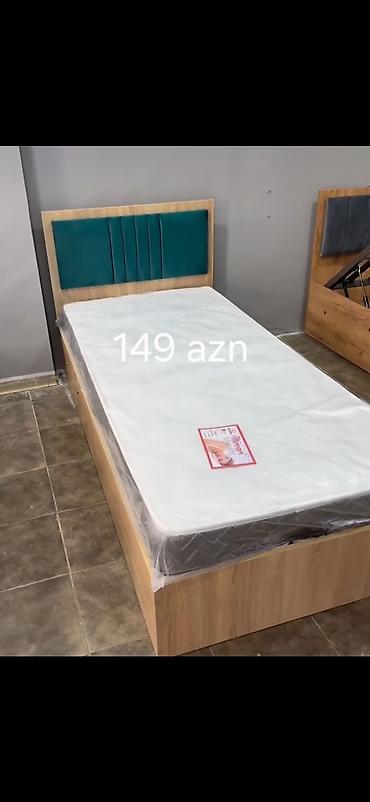 masinli kravat: Tək nəfərlik çarpayı və döşək dəsti - Material: taxta teksturalı — 1