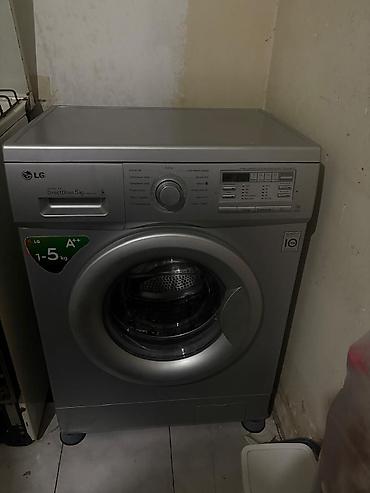 kabel baraban: LG paltaryuyan maşın – ön yükləməli, gümüş rəng. - Yükləmə həcmi: 5 kq — 1