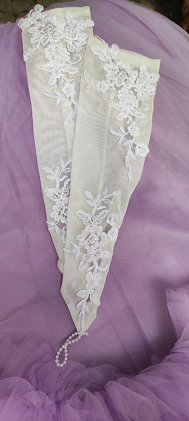 Свадебные аксессуары: Свадебный аксессуар, Свадебные перчатки, Б/у, цвет - Белый — 3