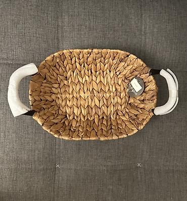 Süfrə aksesuarları: Təbii lifdən hörülmüş oval səbət/tray - Material: su otu/rafiya tipli — 1