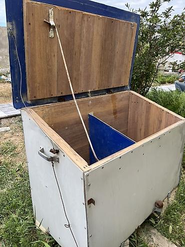 dekor odun: Taxta və metal kombinasiyalı böyük bağ sandığı/çəllək tipli saxlanma — 2