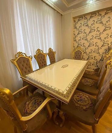 dərs stulu: Masa desti. 580azn. 8 stulla. İdeal veziyyetde tecili evden — 1