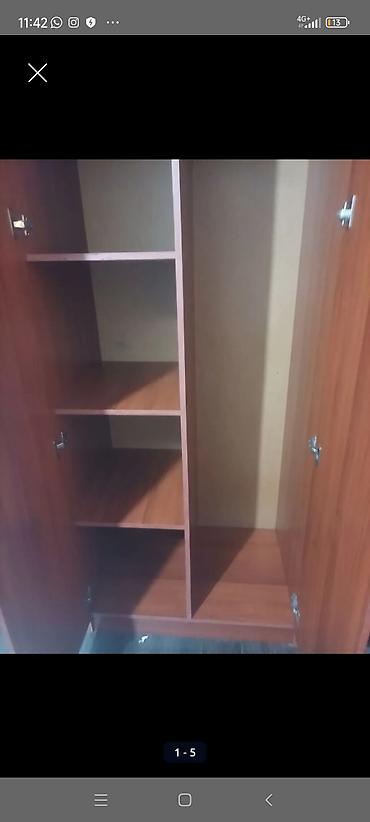 Мебель: Двухстворчатый шкаф для одежды из ЛДСП в тёплом оттенке «вишня/бук» — 2