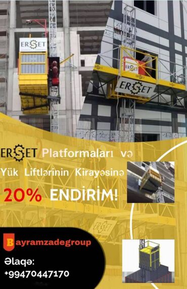 skuter təmiri: ERSET platforma və yük liftləri tikintidə işləyənlər üçün şaquli