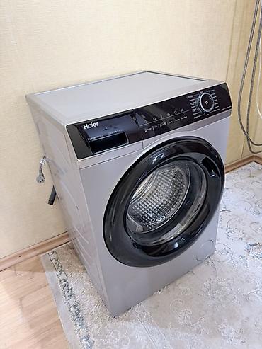 Стиральные машины автомат: Стиральная машина Haier фронтальная, серебристая, с инверторным — 6