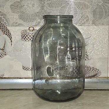 balon 20l: Şüşə banka - Material: qalın, şəffaf şüşə - Həcm: təxminən 3 litr — 1