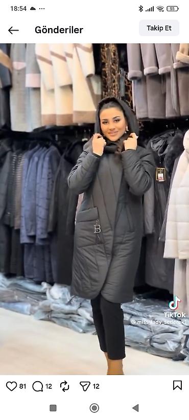 isci geyimi: Qadınlar üçün qışlıq kapüşonlu paltar/kurtka 46 ölçüdü tərkibi dəvə — 1