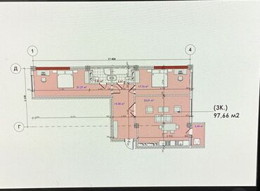 Продажа квартир: 3 комнаты, 98 м², Элитка, 9 этаж, ПСО (под самоотделку)