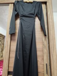 длинное платье с вырезом на ноге: Вечернее платье, Классическое, Длинная модель, С рукавами, S