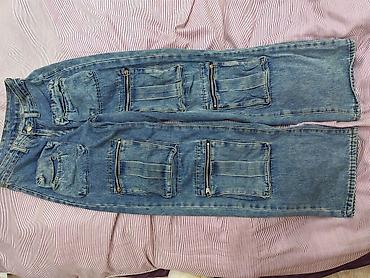 Denim kargo şalvar - Material: Orta qalınlıqda mavi denim (yüngül