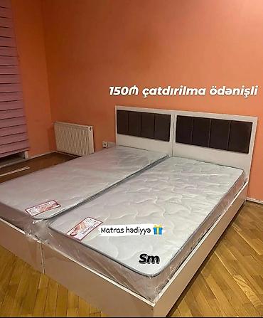 dösek: Tək nəfərlik və cüt nəfərlik taxta çarpayılar – müasir dizayn, ağ-bej — 4