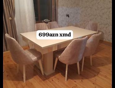 par: Yemək otağı dəsti - 1 ədəd iri düzbucaqlı masa - 6 ədəd rahat yumşaq — 1