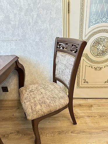 ikinci el stol stul: Qonaq otağı üçün, İşlənmiş, Açılan, Dördbucaq masa, 8 stul — 3