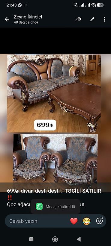sam agaci satisi: *699₼ divan desti desti :-TƏCİLİ SATILIR‼️* Qoz ağacındandl — 1