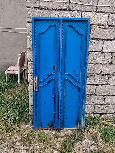 Həyət darvazaları: Mavi rəngli metal qapı - Material: qalın metal sac, dekorativ — 2