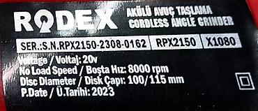 Электроинструменты: Аккумуляторная угловая шлифовальная машина Rodex RPX2150 X1080 — 3
