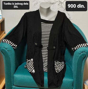 tunike online: 3XL (EU 46), Prugasti, bоја - Crna