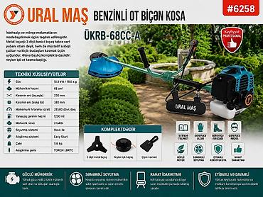 Газонокосилки: №: 1238 Məhsulun adı: Benzinli trimmer Uralmash URB-68CC-A 15.5 Vt — 1