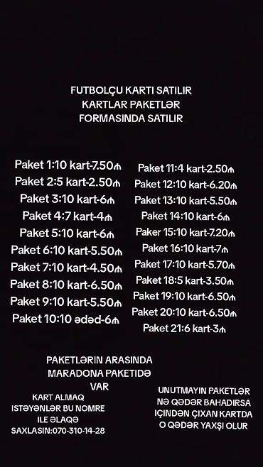bicycle kart: Məhsul: Futbolçu kolleksiya kartları Təsvir: - Kartlar paket — 1