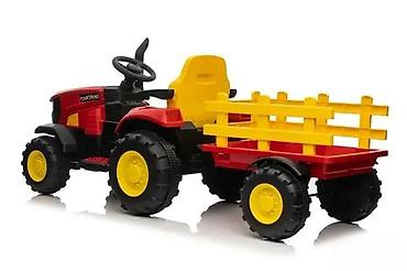 Traktori: Dečji traktor na akumulator sa prikolicom – crveno/žuti - Električni — 4