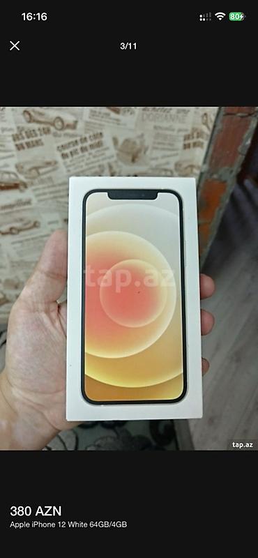 Apple iPhone: IPhone 12, 64 GB, Ağ, Face ID -da lalafo.az — 4 Apple iPhone: IPhone 12, 64 GB, Ağ, Face ID — 4