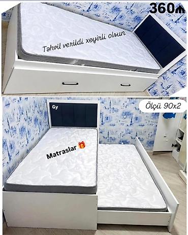 detski mebel: Uşaq/yeniyetmə üçün funksional tək nəfərlik çarpayı dəsti. - Ölçü: 90 — 1