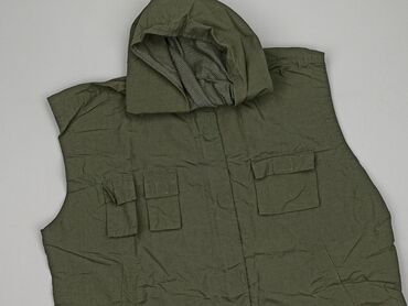 c a sweter: Męska kamizelka z kapturem, kolor khaki/oliwkowy. Najważniejsze