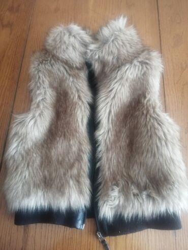 bordo kožna jakna: H&M, Fur vest