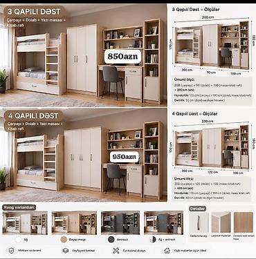 Uşaq/yeniyetmə otağı üçün funksional modul mebel dəstləri Variantlar