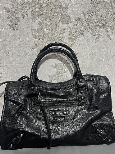 Сумка-тоут в стиле Balenciaga City, черная, из фактурного материала